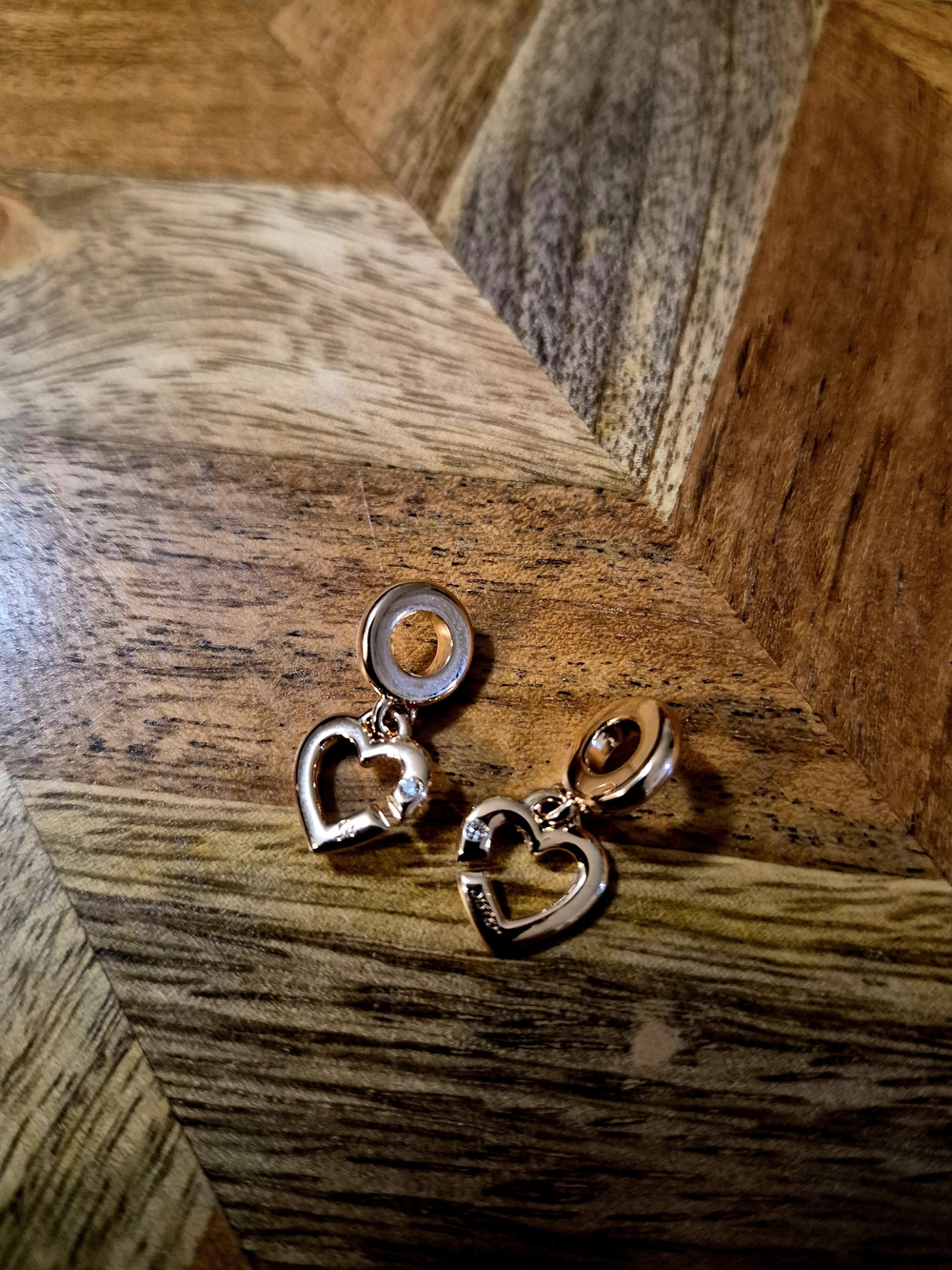Pandora Rose Gold Linked Sister  Hearts Split Dangle Charm